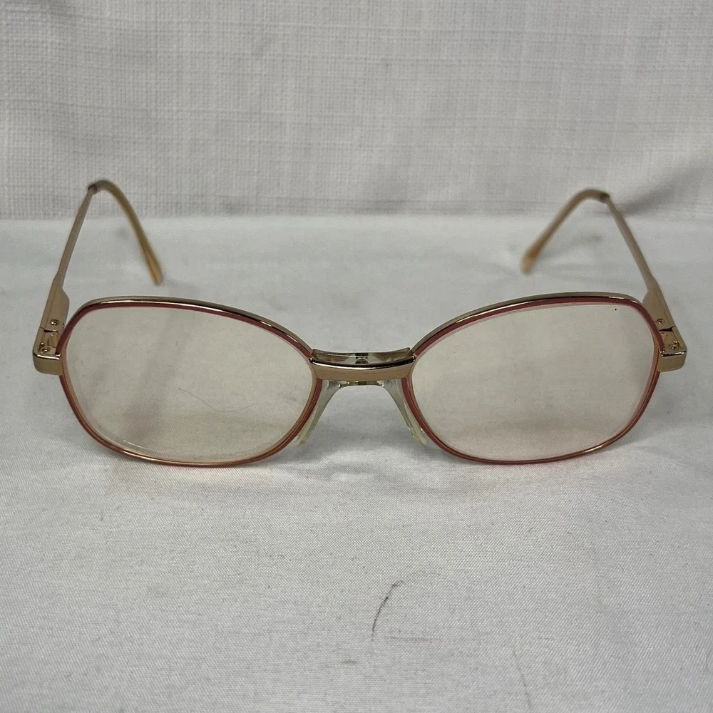 Luxottica Annette Eyeglasses Gold Electric Pink Square Frame Italy 53-17-130